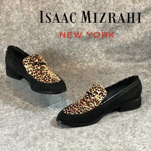 Isaac Mizrahi IMNYC Leopard Print Suede Women's Loafers Leather and Calf Hair